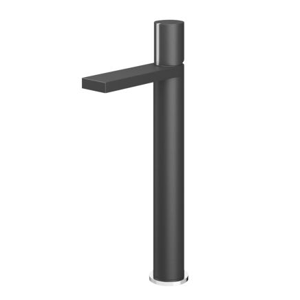 Pancho Matt Black and Chrome Tall Basin Mixer Tap