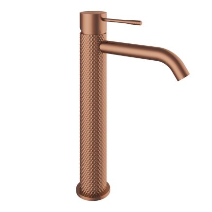 Moray Satin Bronze Knurled Tall Basin Bathroom Tap