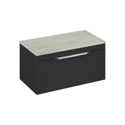 Britton Shoreditch Matt Grey Single Drawer Wall Hung Vanity Unit with Concrete Haze Worktop 850mm