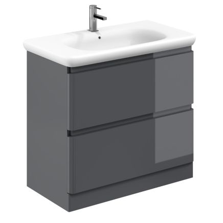 Neon Gloss Titanium Grey Floor Standing Vanity Unit with Lynx Resin Basin 900mm