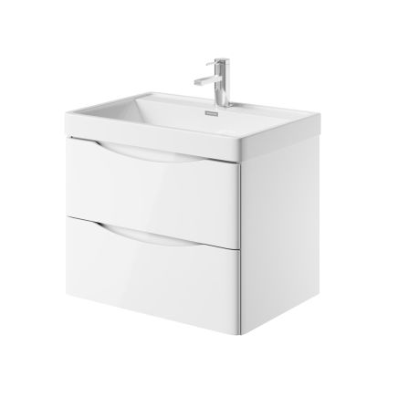 Erin Gloss White Wall Hung Vanity Unit with Resin Basin 600mm