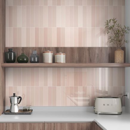 Domingo Rosa Glossy Porcelain Brick Tile - 50x250mm