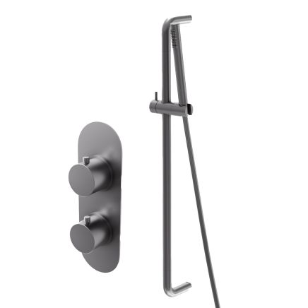 Elora Gunmetal Round Concealed Valve Shower Slide Rail Pack