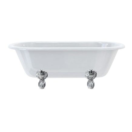 White roll top double ended bath with chrome claw feet