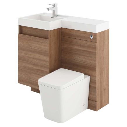 Summers Natural Oak Left Hand Combination Vanity Basin and WC Unit 900mm