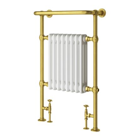 Hive White and Gold Heated Towel Rail 940x600mm