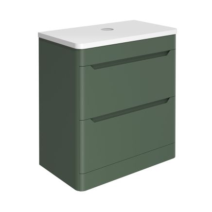 Ellis Forest Green Floor Standing Vanity Unit with White Worktop 800mm