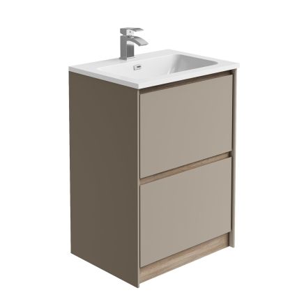 Newbury Floor Standing Vanity Unit in French Grey & Sawn Oak - 600mm