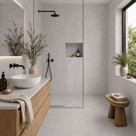 Zenia Ceniza Grey Concrete Porcelain Tile 598x598mm