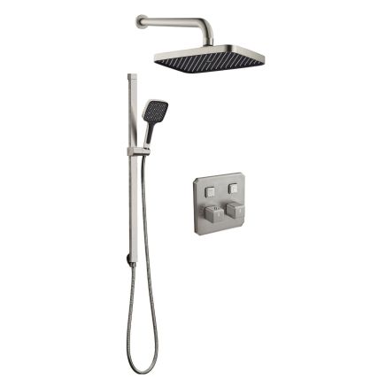 Flint Double Outlet Concealed Valve Shower Pack with Slide Rail & Showerhead - Brushed Nickel
