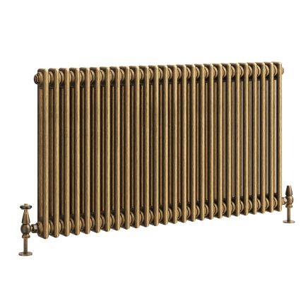 Clement Antique Brass Double Horizontal Column Radiator - 600x1190mm