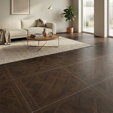 Marmara Walnut Parquet Wood Effect Porcelain Large Format Floor Tile 1000x1000mm