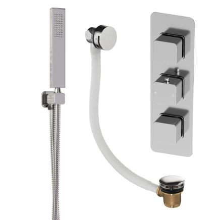 Liva Chrome Triple Control Shower Pack with Shower Handset & Overflow Bath Filler