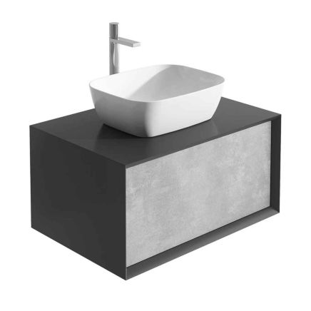 Devlin Black & Concrete Wall Hung Vanity Unit 800mm
