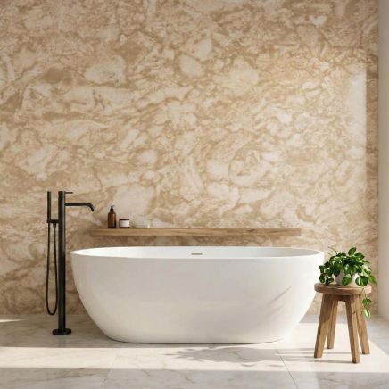 Atlantis Travertine Marble Waterproof Tongue & Groove PVC Shower Wall Panel 1000mm
