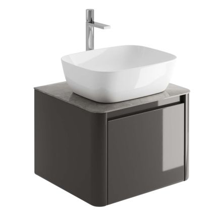 Callerton Titanium Grey Wall Hung Vanity Unit with Grey Marble Worktop 550mm