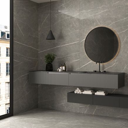 Enigma Graphite Polished Porcelain Tile - 1200x600mm