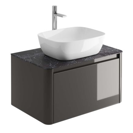 Callerton Titanium Grey Wall Hung Vanity Unit with Italian Slate Worktop 750mm