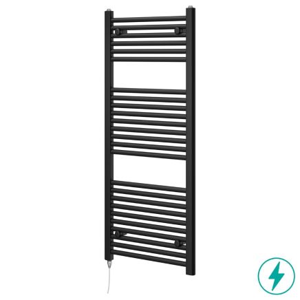 Neptune Matt Black Electric Heated Towel Rail 1200x500mm