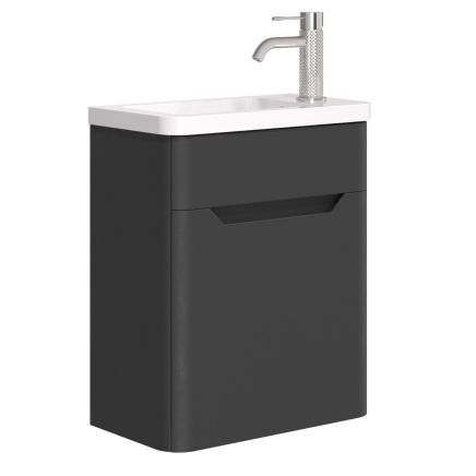 Ellis Black Wall Hung Cloakroom Vanity Unit with Ceramic Basin 450mm