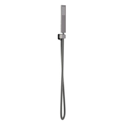 Liva Gunmetal Square Shower Handset & Holder with Built-In Outlet