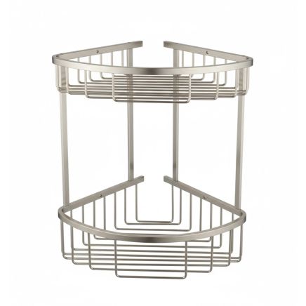 Brushed Nickel Double Corner Shower Basket
