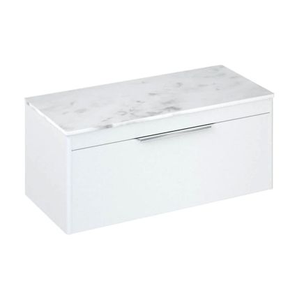 Britton Shoreditch Matt White Single Drawer Wall Hung Vanity Unit with Carrara White Worktop 1000mm