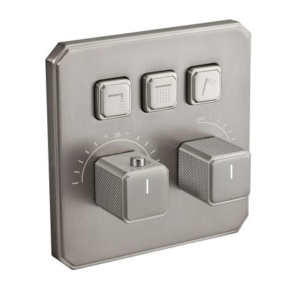 Flint Brushed Nickel Square Concealed Thermostatic Shower Valve With Triple Outlet