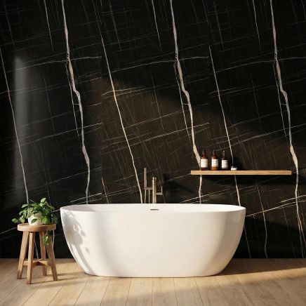 Nuova Ultra Super Matt Nero Tongue & Groove Waterproof Shower Wall Panel 1180mm