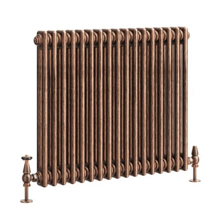 Clement Antique Copper Double Horizontal Column Radiator - 600x785mm