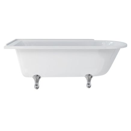 Burlington Hampton Left Handed Showering Bath with Chrome Classical Standard Feet 1700mm
