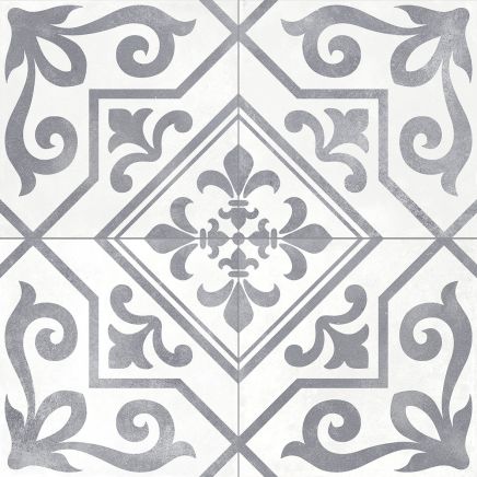Xabia Silver Patterned Matt Porcelain Tile 452x452mm