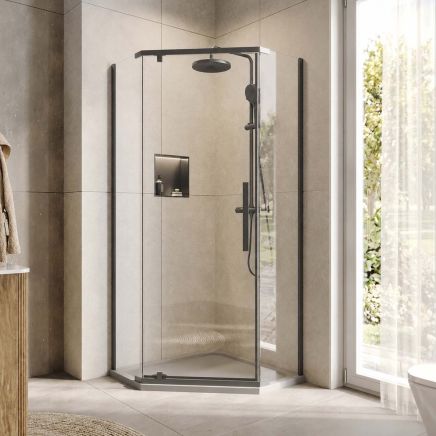 Penta Gunmetal Pivot Shower Enclosure 900x900mm
