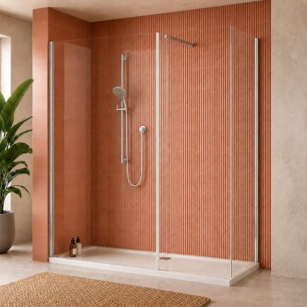 Rivar Chrome Walk In Shower Screen and Tray