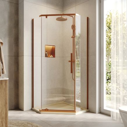 Penta Brushed Bronze Pivot Shower Enclosure 900x900mm