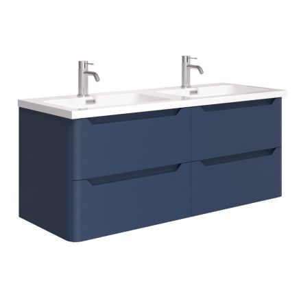 Ellis Royal Blue Wall Hung Double Vanity Unit with Ceramic Basin 1200mm