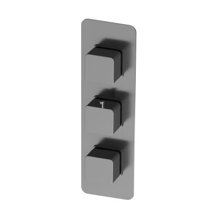 Gunmetal Triple Square Concealed Thermostatic Shower valve Triple Outlet