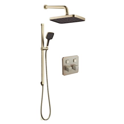 Flint Double Outlet Concealed Valve Shower Pack - Champagne Gold