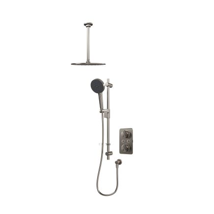 Aqualisa S1 Gunmetal Smart Digital Shower Dual Outlet (Slide Rail Kit with Fixed Ceiling Head) HP/Combi