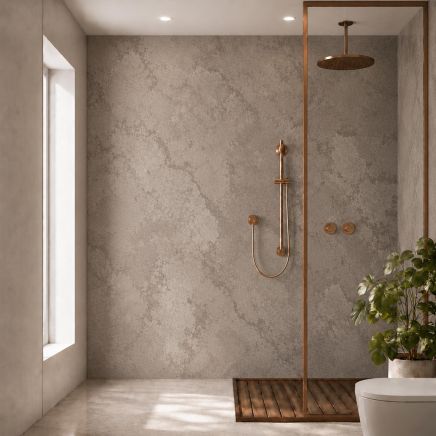 Pristina Charcoal Beige Concrete Waterproof PVC Shower Wall Panel 1000x2400mm