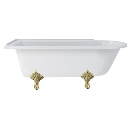 Burlington Hampton Left Handed Showering Bath with Gold Traditional Standard Feet 1700mm