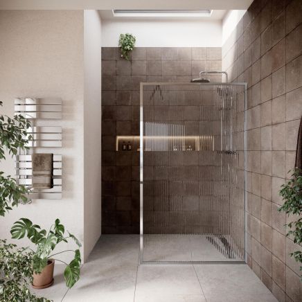 Amien Chrome Fluted Glass Shower Screen 1180mm