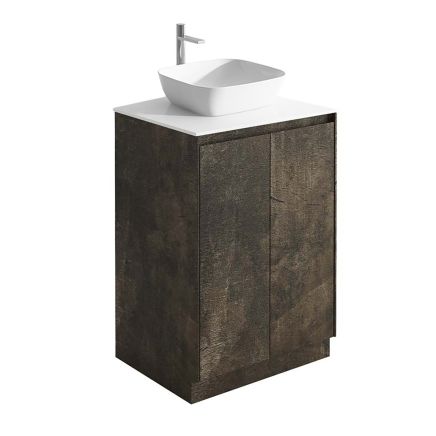 Odion 500mm Floor Standing Vanity Unit in Metallic with White Worktop