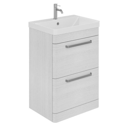 Esk White Floor Standing Vanity Unit and Basin with Brushed Nickel Handles 500mm