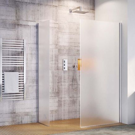 Oxford Chrome Frosted Glass Walk-In Wetroom Shower Screen 880mm