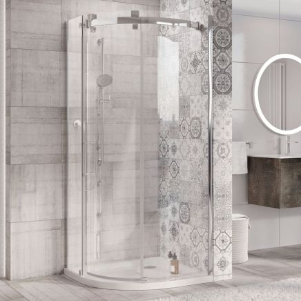 Solet Chrome Right Hand Single Sliding Door Quadrant Shower Enclosure 900x900mm