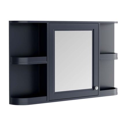 Richmond Traditional Midnight Grey Curved Mirrored Wall Bathroom Cabinet 1170x700mm