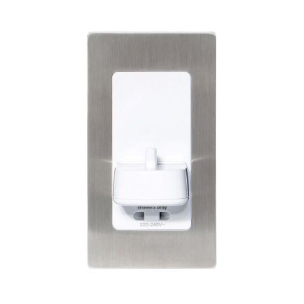 Proofvision Brushed Steel In-wall Electric Toothbrush Holder with Shaver Socket For Oral-B