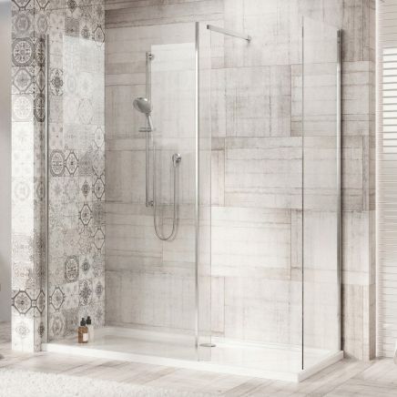 Rivar Chrome Walk In Shower Screen and Tray