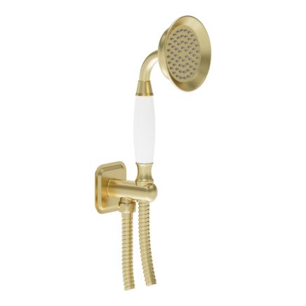 Warwick Brushed Gold Traditional Shower Handset & Holder With Built-In Outlet